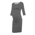 thumbnail image 2 of Jinhomg Trendy Pregnancy Dress for Women Short Sleeve Striped Print Midi Dresses Lightweight Casual Maternity Dresses for Baby Shower Prime 90 off Clearance Sale Black S, 2 of 3