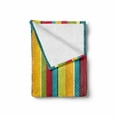 thumbnail image 2 of Vintage Rainbow Soft Flannel Fleece Blanket, Ragged Aged Vertical Stripes with Retro Halftone Effects Dirty Grained Look, Cozy Plush for Indoor and Outdoor Use, 70" x 90", Multicolor, by Ambesonne, 2 of 6