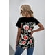 thumbnail image 2 of ABPHQTO Camiseta con bolsillo de jersey con estampado floral informal para mujer de color negro para mujer, 2 of 5