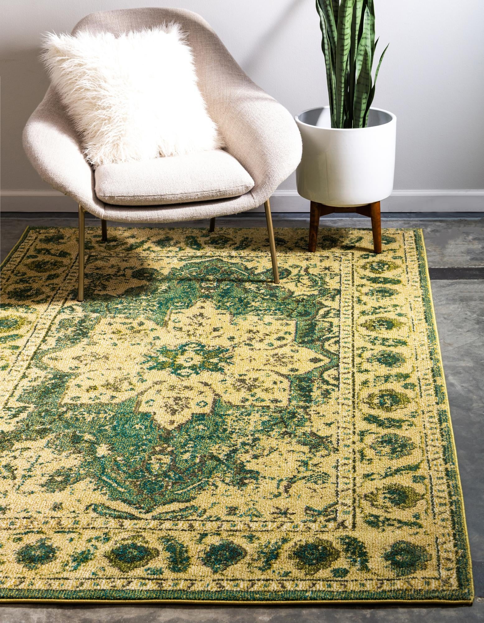 Fleur Collection Rug 10' x 16' Green MediumPile Rug Perfect