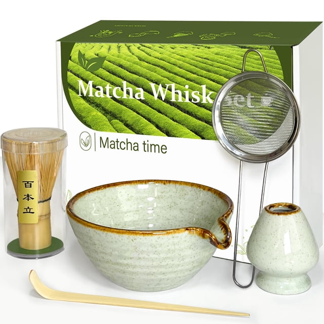 Juego de batidores de matcha Vaiheng Matcha Bowl, soporte para batidores de bambú
