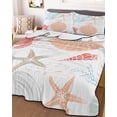 thumbnail image 3 of Quilts Twin-XL Size Bedding Set, Orange Red Blue Coastal Nautical Lightweight Quilted Comforter, Beach Sea Turtle Ocean Coral Starfish Bedspread Coverlet with Pillow Covers for All Season, 68" x 98", 3 of 7
