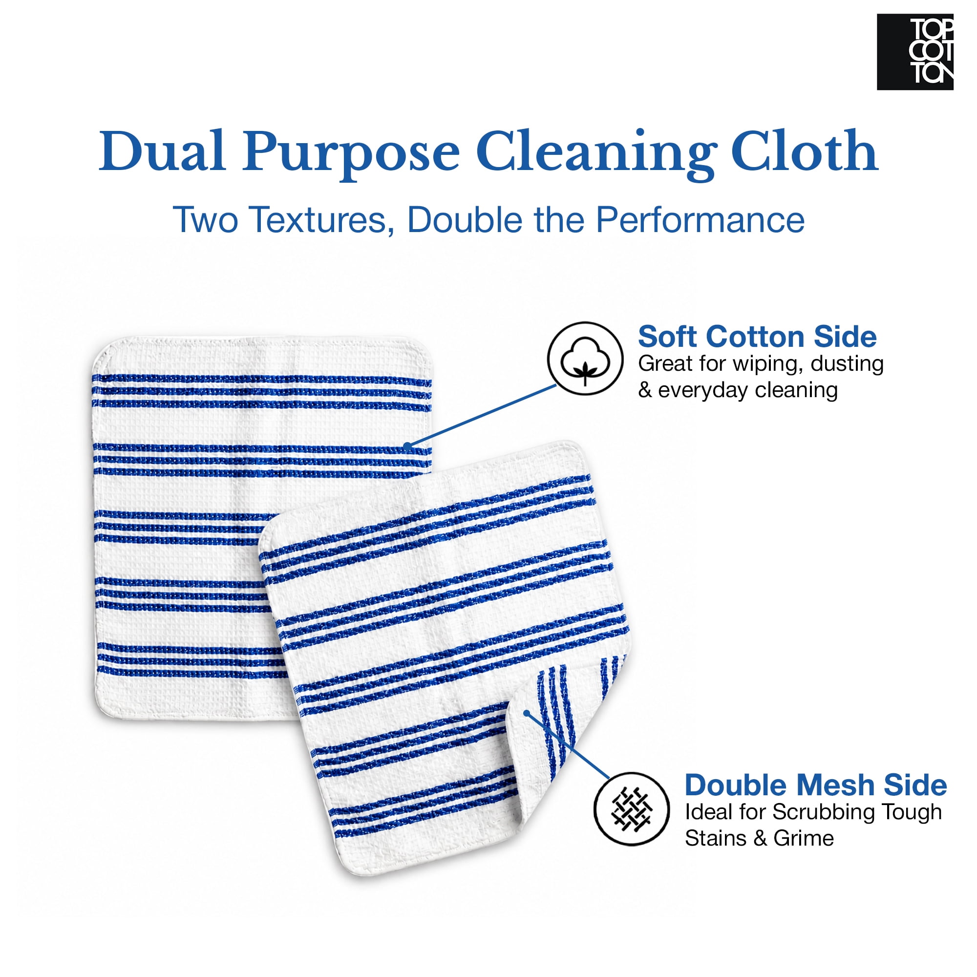Top Cotton 20 Piece Kitchen Linen Set, Cotton Kitchen Towels, Dishcloths, Apron, Oven Mitts and Pot Holders (Royal Blue)