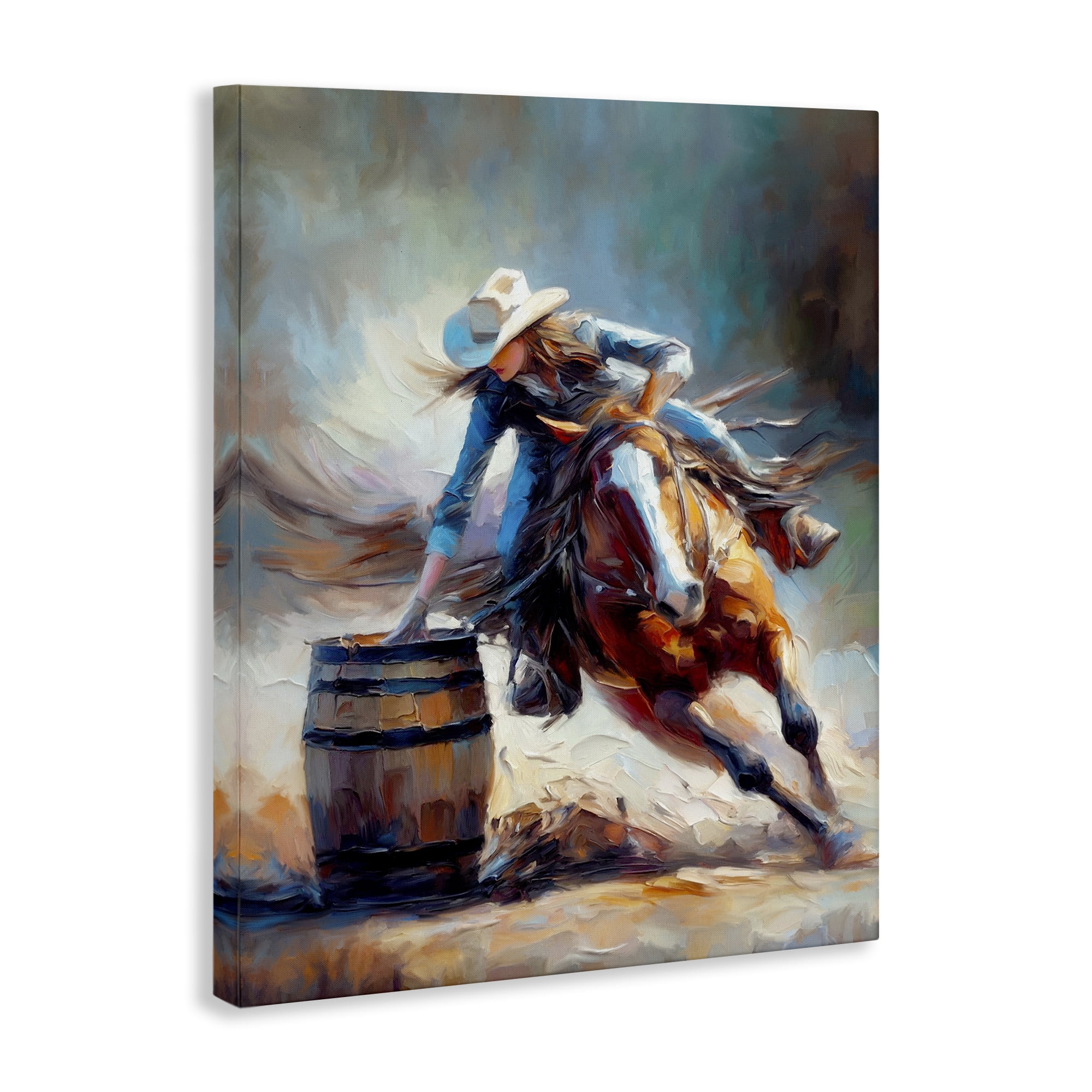 Stupell Industries Barrel Racer Cowgirl Novelty Painting Gallery Wrapped Canvas Art Print Wall Art, 16 x 20