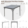 thumbnail image 4 of Miekor Furniture 8'x 8' Lean to Gazebo with Upgraded Drainage System, Wall Mounted Gazebo Hardtop Galvanized Steel Sloping Roof for Patio Deck Backyard Lawn Party(Gray) 89696, 4 of 9