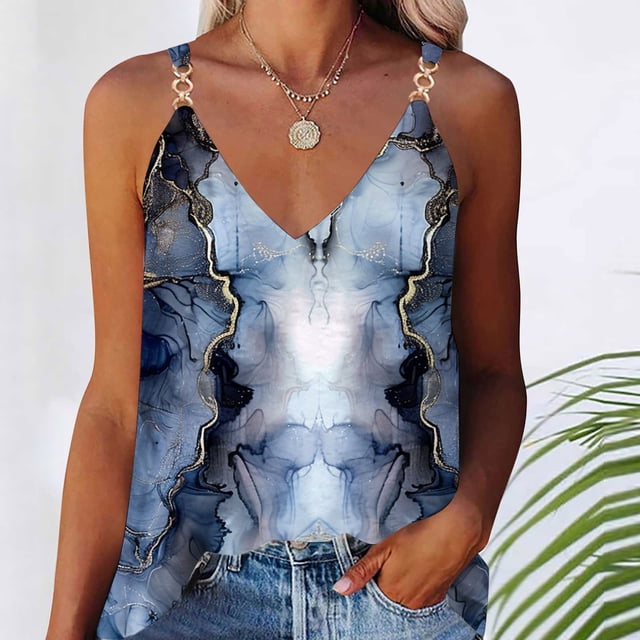 LSLJS Blouse d'Été Décontractée Sans Manches à Col en V pour Femme, T-Shirt pour Femmes, Camisole et Débardeurs pour Femmes
