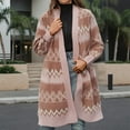 thumbnail image 2 of Arlun Women's Open Front Long Sleeve Long Cardigans Boho Print Loose Sweaters Outwear Soft Cozy Stylish Warm Coats 2025 Fall Winter Streetwear Outfits Pink XL, 2 of 6