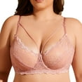 thumbnail image 4 of Women's Minimizer Bra Full Coverage Sheer Lace Bra Underwire Unlined Bra(Pink,38C), 4 of 7