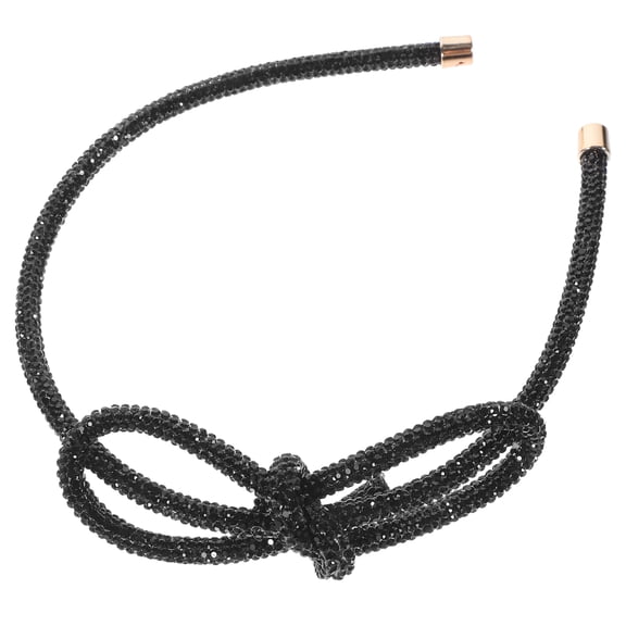 NIAIZEK Elegant Black Rhinestone Hairband with Bow Design for Weddings and Celebrations