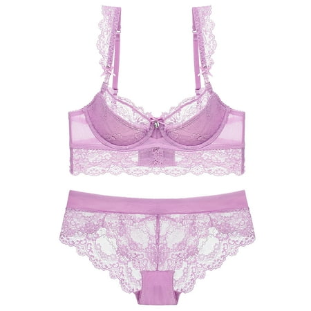 

CAICJ98 Lingerie for Women Lace Push Up Bra Ladies Underwear Girls Bra Bra Set Briefs for Men (Purple 85B)