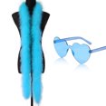 thumbnail image 1 of Boa de plumas azules con gafas de sol sin montura con forma de corazón, boa de plumas de pavo de carnaval de 2 m para mujer, boa de plumas azules para disfraces y manualidades y gafas de, 1 of 7