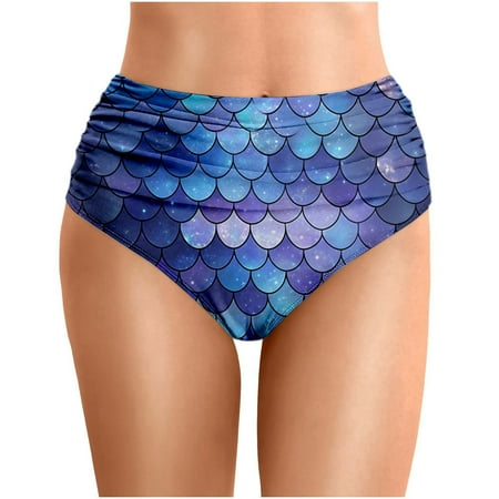 RUTAYY Swimwear Women Summer Flower Printed Waist Length Pleated Beach Double Layered Bikini Swim Trunks Boho Swim Wear