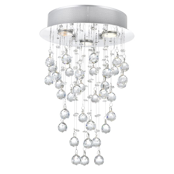 Pemberly Row Rain Drop 3 Light Metal Flush Mount Light in Chrome