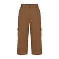thumbnail image 5 of Inleife Womens Elastic Waist Capris Solid Color Cargo Pants Multiple Pockets Casual Hiking Pants Coffee S, 5 of 6