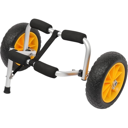 Foldable Kayak Cart, Lightweight Aluminum Alloy Frame, Universal Dolly Cart with 10'' Durable Solid Tires for Canoes, Paddle Boards, Boats, Strong 1.75" Thick Prongs