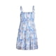 thumbnail image 1 of Vestido floral con tirantes sin mangas para mujer, falda de una línea con borde de oreja de madera de verano, blanco, L, 1 of 7