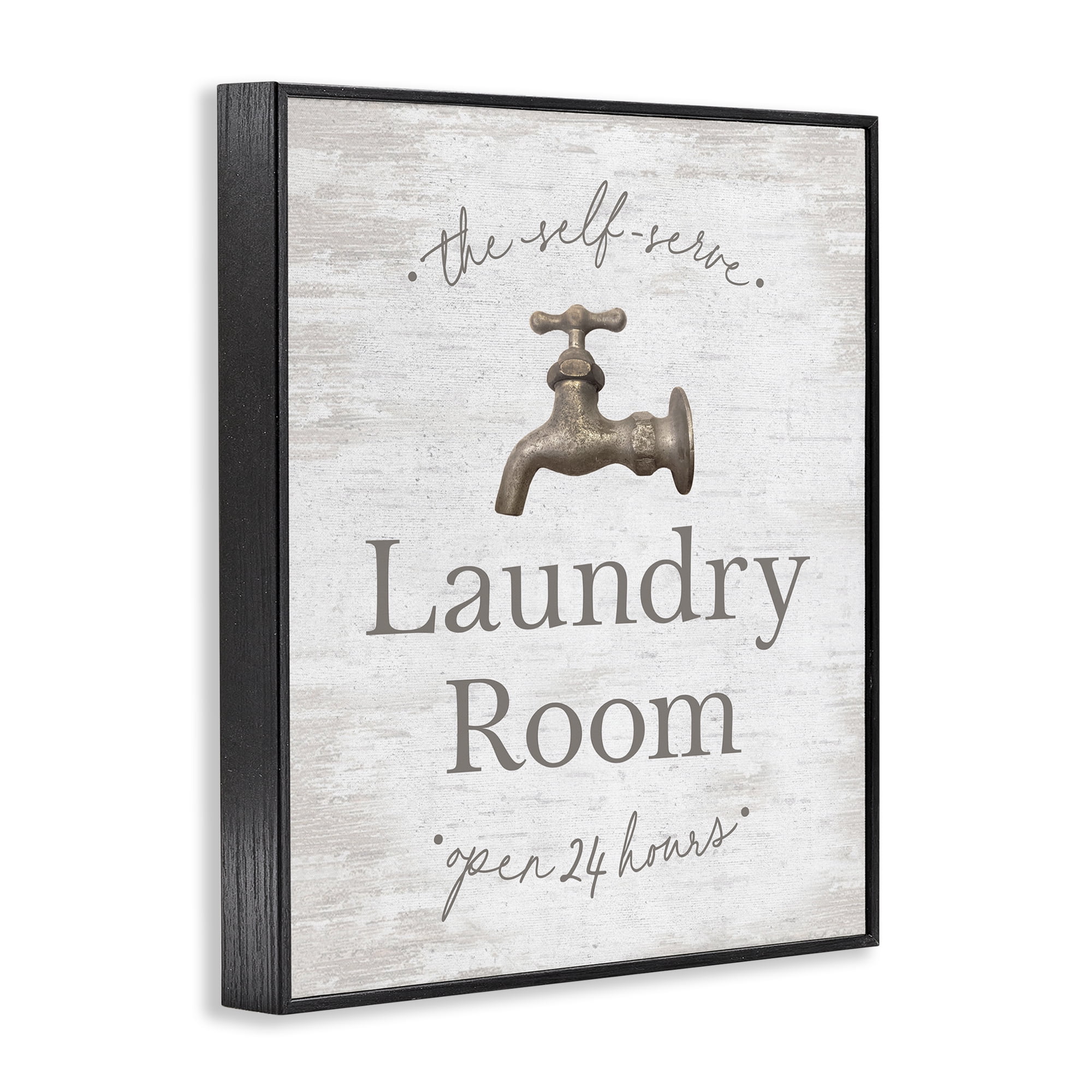 Stupell Industries Distressed Laundry Room Typography Painting Black Framed Art Print Wall Art, 11 x 14