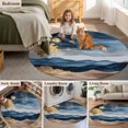 thumbnail image 5 of Round Rugs 7Ft, Navy Blue Brown Round Area Rug Washable Indoor Throw Carpet, Vintage Modern Art Abstract Large Non Slip Circle Rug for Dining Room Playroom Home Decor Aesthetic, 5 of 8