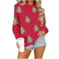 thumbnail image 5 of Lorytime Crew Neck Sweatshirts Women Christmas Tree Print Shirt Long Sleeve Pullover Drop Shoulder Tops for Holiday, 5 of 5