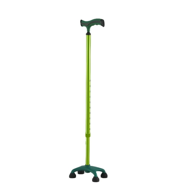 Bastón 4 Apoyos Base Plástica Reforzada Corta (6 Colores) | Altura 63-97cm (VERDE)