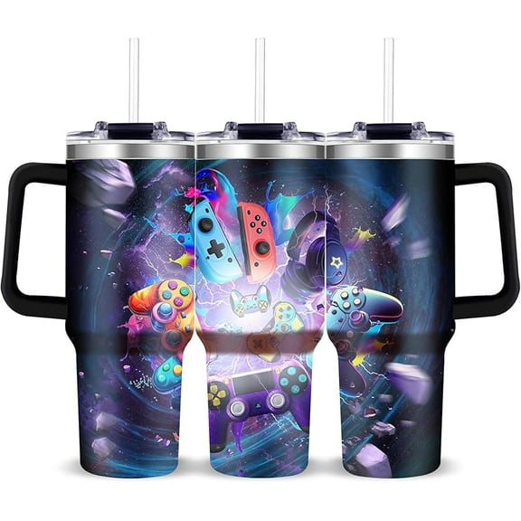 Halloween Tumbler with Handle Gifts for Women - 40oz Halloween Tumbler with Lid and Straw - All Hallows' Eve Present with Pumpkin Spider Bat for Kids