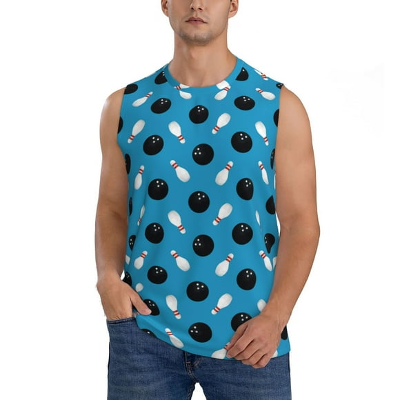 Saiise Bowling Balls Print Men's Tank Top: Sleek Sleeveless Tee for Casual Sports and Beach Occasions-3X-Large