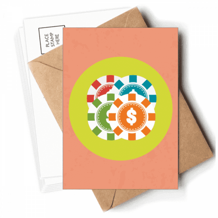 Chips Casino Cartoon Illustration Postcards Envelopes Blank Note Cards Mailing
