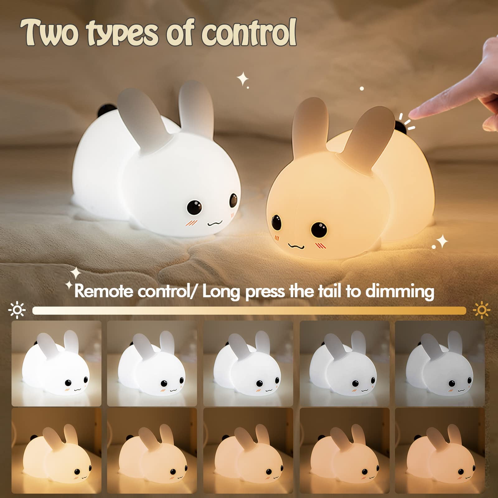 Night Lights for Kids, 7 Color Light Silicone for Baby Nursery, Portable USB Rechargeable Bedside Lamp