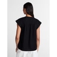 thumbnail image 4 of Time and Tru Women's Linen Blend Pintuck Top with Short Sleeves, Size XS-XXXL, 4 of 6