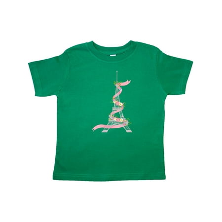 

Inktastic Cute Eiffel Tower with Pink Ribbon and Flowers Gift Toddler Boy or Toddler Girl T-Shirt