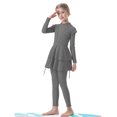 thumbnail image 3 of IDOPIP Modest Swimsuits for Girls Kids Muslim Swimsuits Islamic Full Cover Long Sleeve Top Pants Swim Hijab Cap, 3 of 7