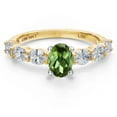 thumbnail image 3 of Gem Stone King 14K Two Tone Gold Green Tourmaline and Lab Grown Diamond Engagement Ring for Women | 1.40 Cttw | Oval 6X4MM | Gemstone October Birthstone | Size 7, 3 of 6