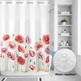 thumbnail image 2 of No Hook Shower Curtain, Red Pink Poppy Shower Curtains for Bathroom with See Through Top Window, Spring Summer Farmhouse Floral Botanical Waterproof & Washable Bath Curtain 60"x72", 2 of 9