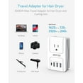 thumbnail image 6 of BESTEK International Travel Adapter, 3000W Travel Wall Charger with 4 Usb Ports (1 PD 35W) and 2 Worldwide Wall Plugs for Hair Dryer, Curling Iron (JP, EU), 6 of 6