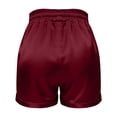 thumbnail image 4 of FAOWME Womens Casual Shorts Flat Front Drawstring Elastic Waist Solid Color Comfortable Lightweight Shorts With Pockets For Everyday Wear,Red,L, 4 of 5