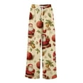 thumbnail image 5 of Women's Loose Wide Leg Pants, Christmas Print Elastic Waist Drawstring, Casual Pocket Trousers, Fashion Holiday Pants for Women, Cozy and Festive,Earthy Yellow,M, 5 of 6