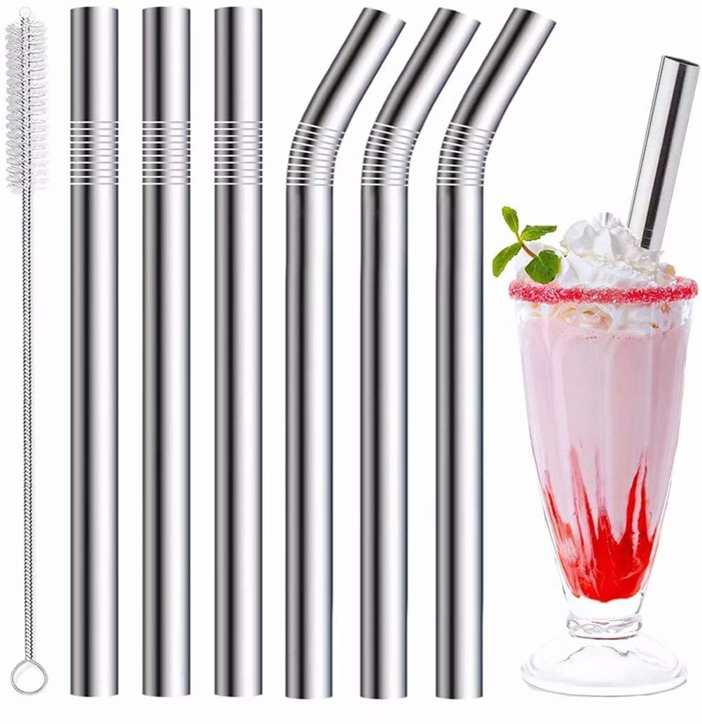 10.5" Reusable Drinking Straw Stainless Steel Metal Straws Wide Straw Smoothies 