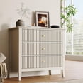 thumbnail image 3 of Large Nightstand  Fluted Painted Bedside Table with Spacious Drawers  Modern Tall End Table for Bedroom, 3 of 4