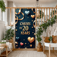 thumbnail image 6 of LUUFILx 20th Anniversary Backdrop Cheerful Celebration Banner Milestone Event Party Decorations Festive Decor Photo Props Stars Hearts Ribbons Background, 6 of 8
