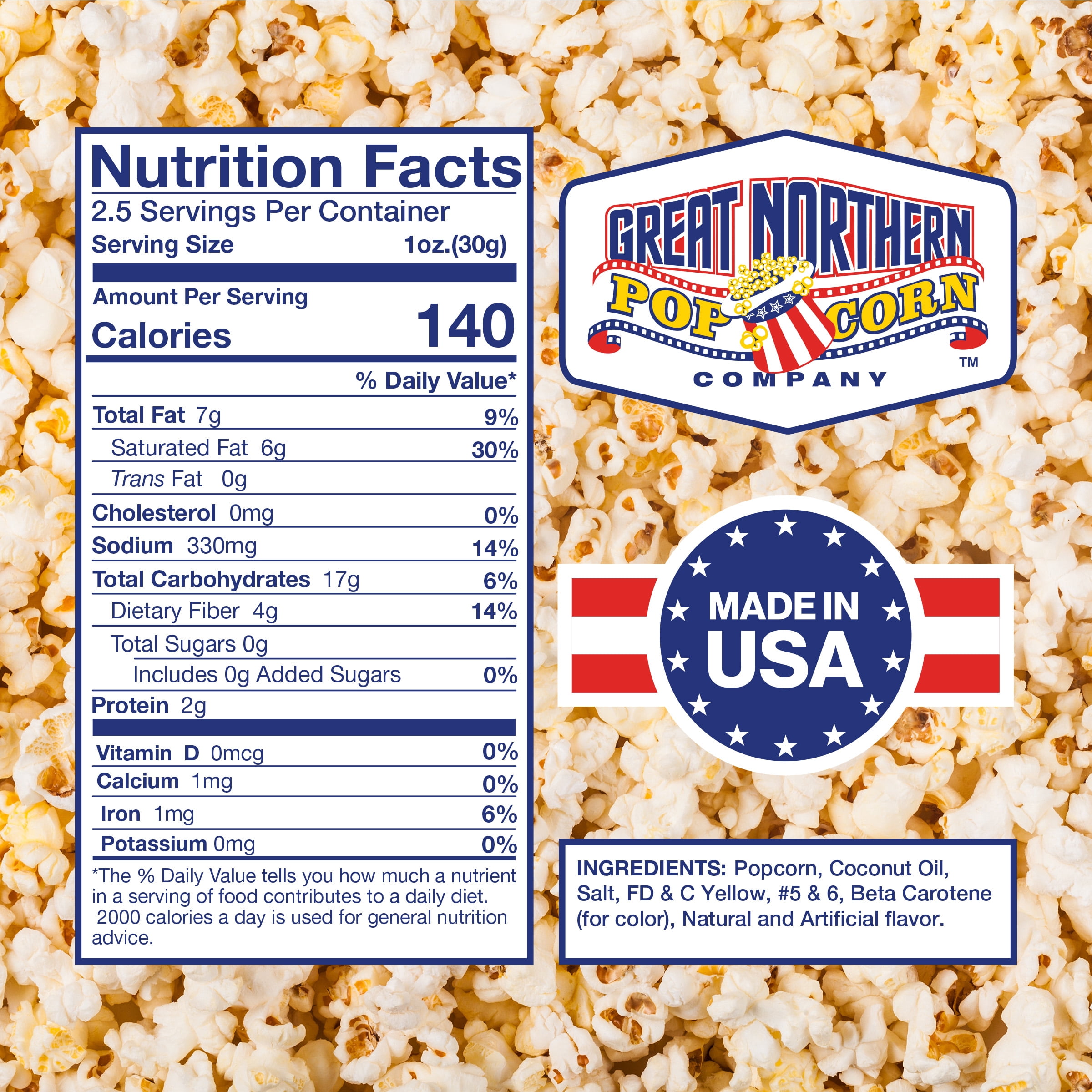 2.5oz Popcorn Machine Popcorn Packets - Pre-Measured, Movie Theater Style, All in One Gourmet Pop Corn Kernels for Popping with Butter Flavored Salt and Oil by Great Northern Popcorn (40 Case)