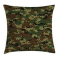 thumbnail image 1 of Camo Throw Pillow Cushion Cover, Grunge Graphic Camouflage Summer Theme Armed Forces Uniform Inspired Dark, Decorative Square Accent Pillow Case, 24 X 24 Inches, Green Pale Green Brown, by Ambesonne, 1 of 2