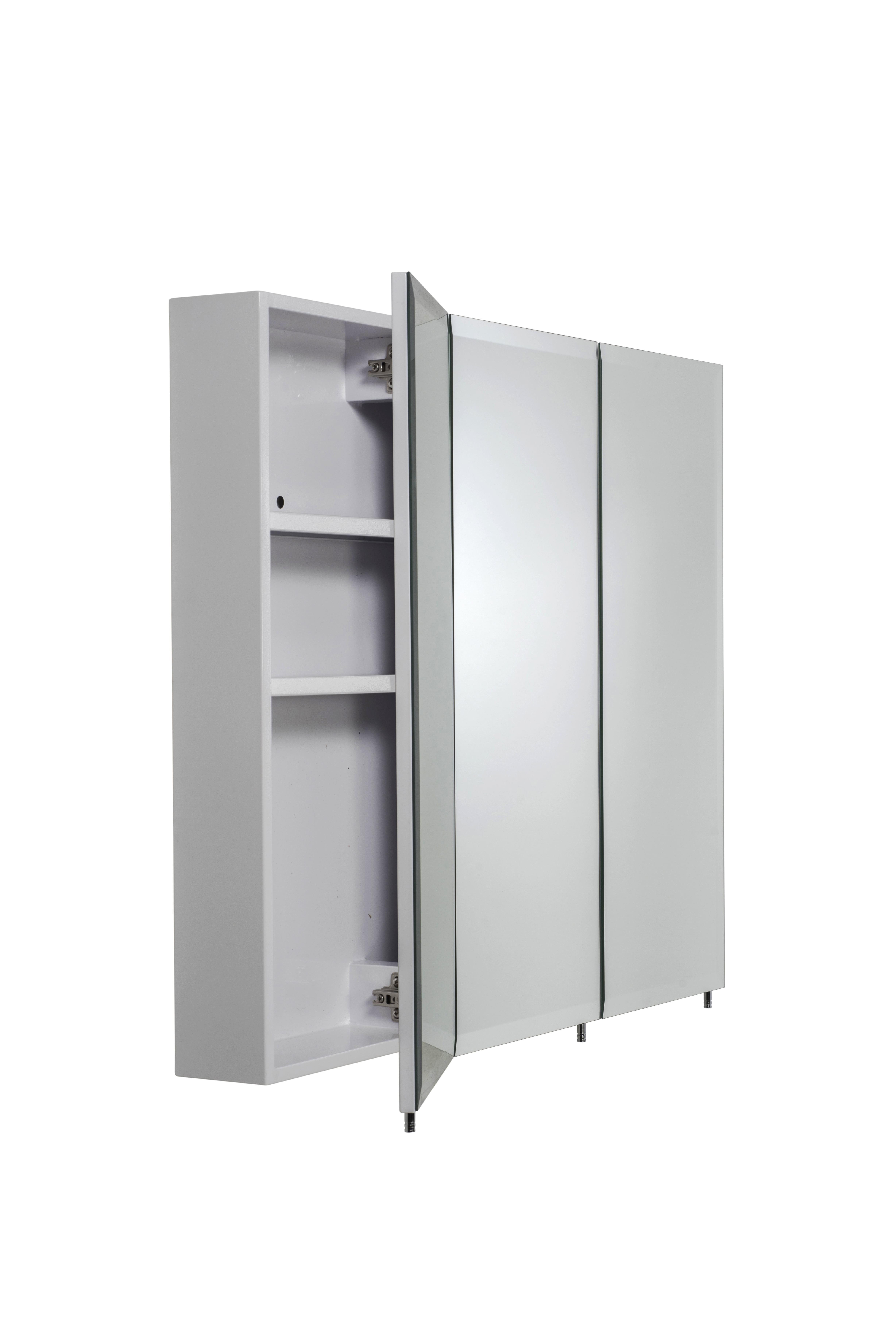 Croydex Texoma Triple Door Tri-View White Steel Medicine Cabinet with Mirror (36X30in)