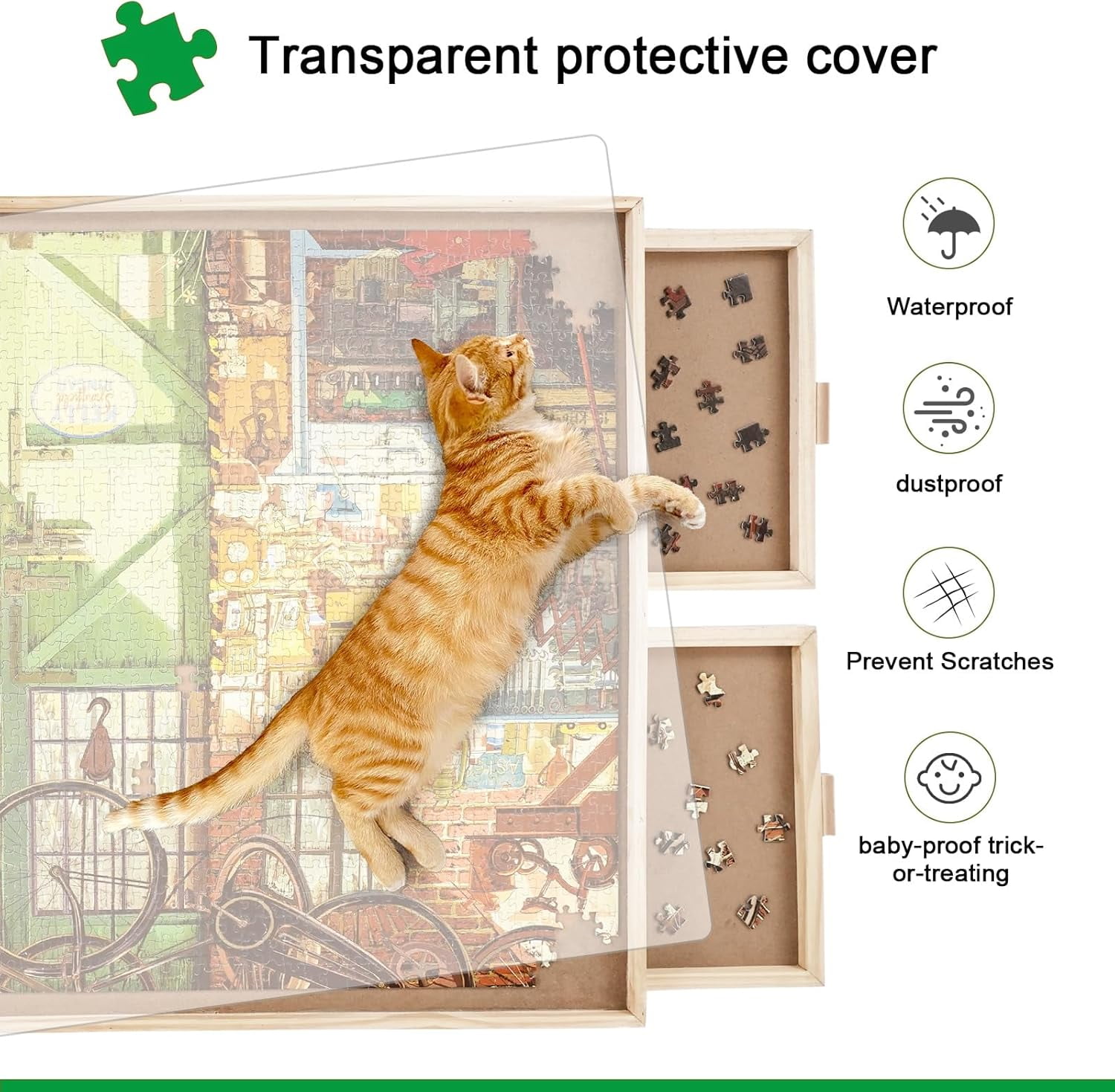 1500 Pieces Rotating Puzzle Board with 4 Drawers and Cover,25"x34" Portable Wooden Jigsaw Puzzle Table for Adults,Lazy Susan Spinning Puzzle Boards Birthday Gift for mom