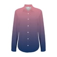 thumbnail image 4 of Holzkary Womens Button Down Shirt Casual Long Sleeve Cotton Blouse Loose Fit Collared Work Gauze Tops Women's Gradient Printed Shirt Lapel Button Shirt Purple 4Xl, 4 of 5