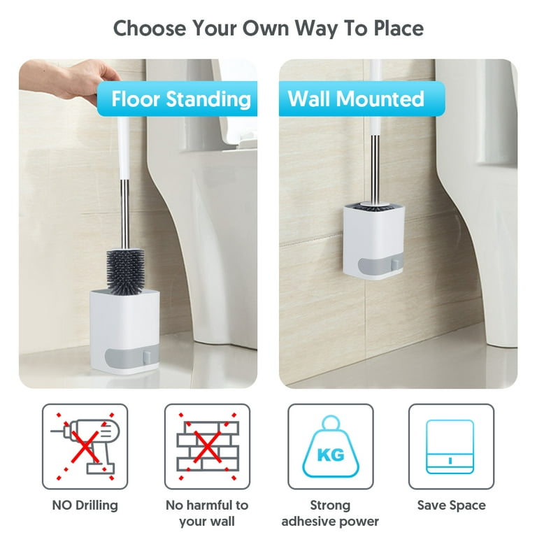  Refill Toilet Brush Cleaning Kit,Wall-Mount Toilet Brush and  Holder Set with Storage Box, Bathroom Toilet Cleaner Brush with Soap  Dispenser,Long Handle : Home & Kitchen