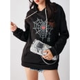 thumbnail image 2 of Faithtur Femmes Sweat à Capuche, Manches Longues à Capuche Broderie Cobweb Coeur Pull-Over Casual Tops, 2 of 9