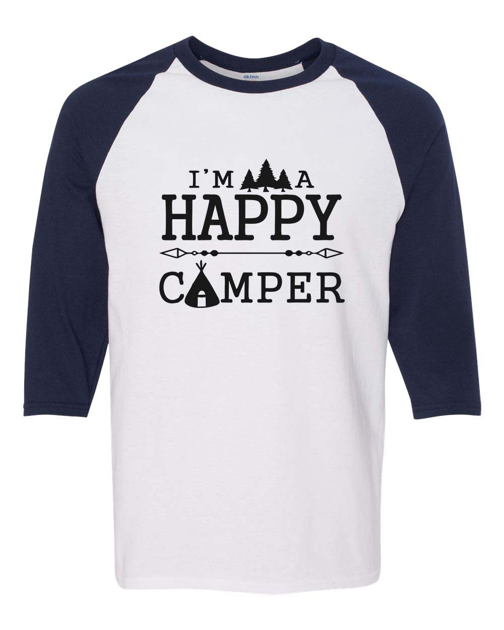 Mens Happy Camper Shirt Funny Camping Cool Hiking Graphic Vintage Tee 80s Saying