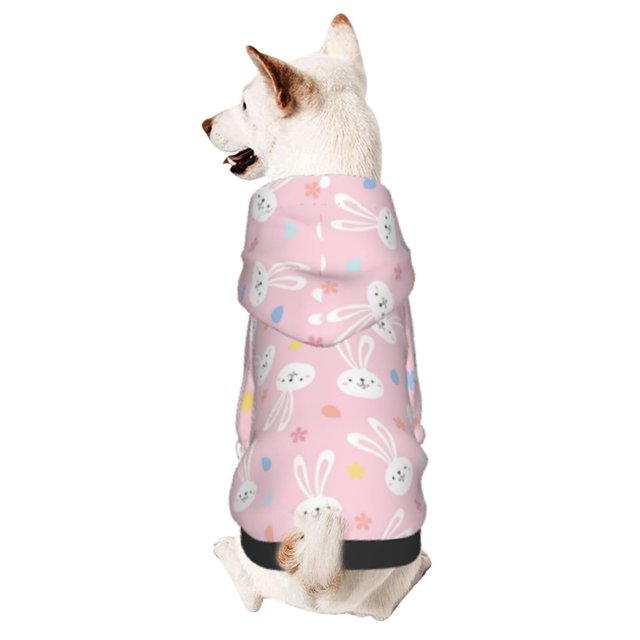 Fotbe Easter Cute Rabbit Sudadera con Estampado para Perros Pequeños – Suéter con Capucha para Mascotas, Tela Suave de Forro Polar con Bolsillo-Medium