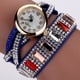 thumbnail image 2 of Reloj femenino de cuarzo con banda de cuero de PU envuelto en diamantes de imitación brillantes (azul real), 2 of 5