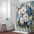 thumbnail image 5 of White Blue Flowers Oil Painting Fabric Shower Curtain Modern Art Washable Shower Curtains for Bathroom, Waterproof Bath Curtain with Hooks Home Decor 72x84in, 5 of 8